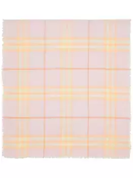Шерстяной шарф в клетку BURBERRY, розовый