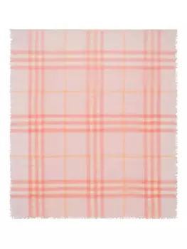 Шерстяной шарф в клетку Burberry, розовый