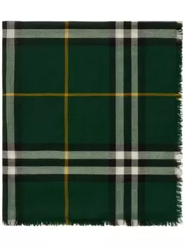 Шерстяной шарф в клетку Burberry, зеленый