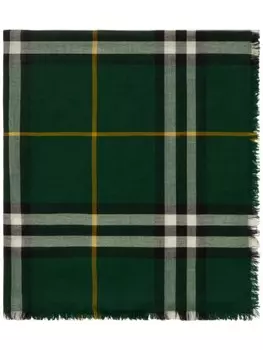 Шерстяной шарф в клетку Burberry, зеленый