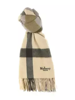 Шерстяной шарф в клетку Mulberry, нейтральный