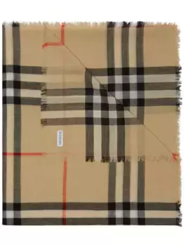 Шерстяной шарф в клетку Vintage Check BURBERRY, нейтральный