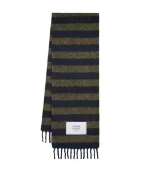 Шерстяной шарф в полоску для регби хаки Maison Kitsun, зеленый