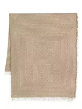 Шерстяной шарф в полоску с монограммой TOTEME, нейтральный