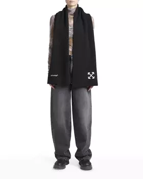 Шерстяной шарф в рубчик Arrow Off-White