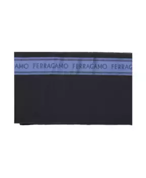 Шерстяной шелковый шарф с логотипом Salvatore Ferragamo, черный