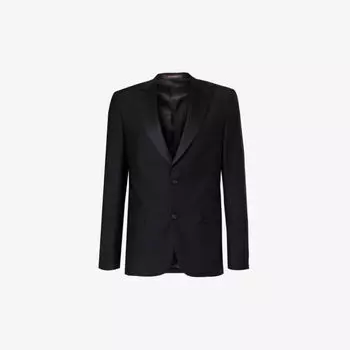 Шерстяной смокинг стандартного кроя со структурированными плечами и остроконечными лацканами Oscar Jacobson, черный