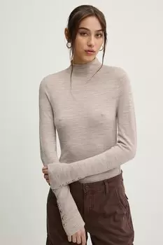 Шерстяной свитер Abercrombie & Fitch, бежевый