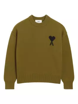 Шерстяной свитер AMI Paris, зеленый