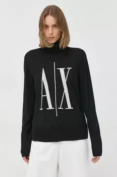 Шерстяной свитер Armani Exchange, черный