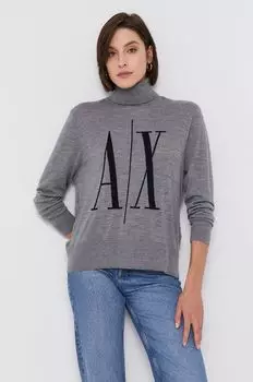 Шерстяной свитер Armani Exchange, серый