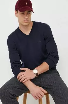 Шерстяной свитер Boss, темно-синий