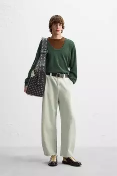 Шерстяной свитер color block x harry lambert ZARA, зеленый