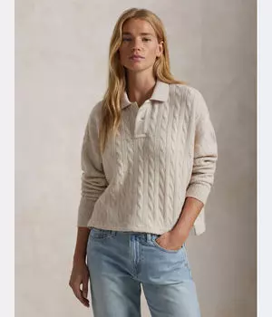 Шерстяной свитер Cropped fit Polo Ralph Lauren, желтый