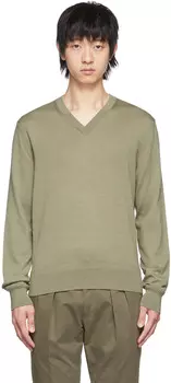 Шерстяной свитер цвета хаки TOM FORD