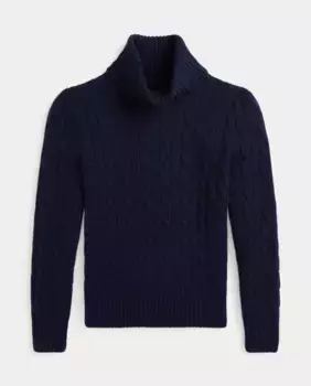 Шерстяной свитер для девочки темно-синего цвета Polo Ralph Lauren, темно-синий