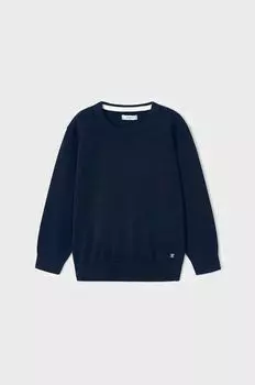 Шерстяной свитер для мальчика Mayoral, темно-синий