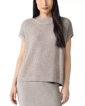 Шерстяной свитер Eileen Fisher с воротником-стойкой, коричневый/бежевый