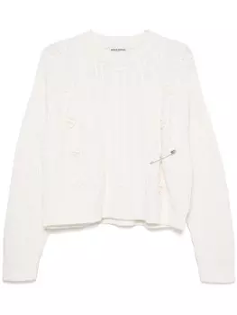 Шерстяной свитер фактурной вязки Sonia Rykiel, нейтральный цвет