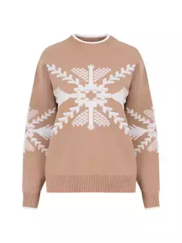 Шерстяной свитер Hakuba со снежинками Knitss, цвет camel ecru