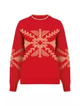 Шерстяной свитер Hakuba со снежинками Knitss, красный