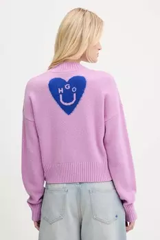 Шерстяной свитер Hugo Blue, фиолетовый