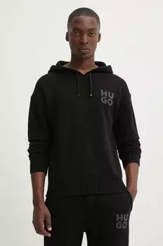 Шерстяной свитер Hugo, черный