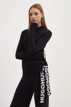 Шерстяной свитер HUGO, черный