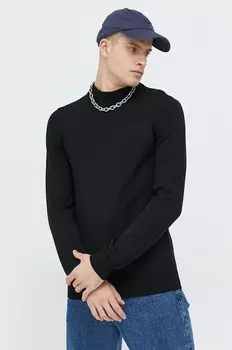 Шерстяной свитер Hugo, черный