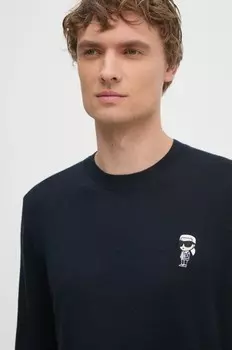 Шерстяной свитер Karl Lagerfeld, темно-синий