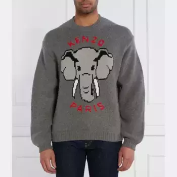 Шерстяной свитер комфортного кроя Kenzo, серый