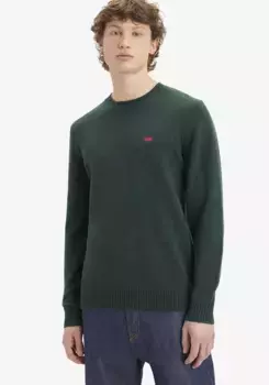 Шерстяной свитер Levi's "ORIGINAL HM SWEATER", классической формы с круглым вырезом, цвет Darkest Spruce