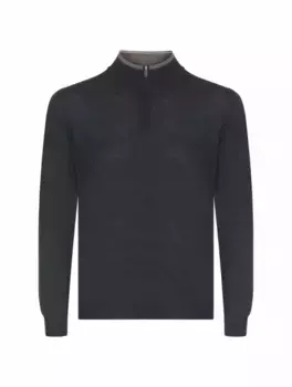 Шерстяной свитер на молнии Fedeli, серый