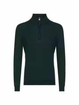Шерстяной свитер на молнии Kiton, зелёный