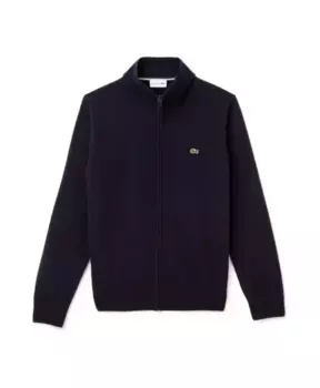 Шерстяной свитер на молнии Lacoste, синий