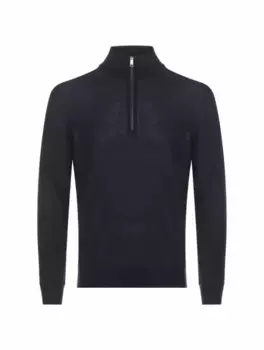 Шерстяной свитер на молнии Zegna, тёмно-синий