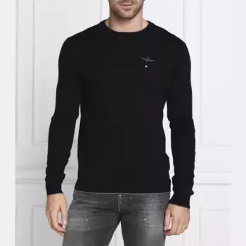 Шерстяной свитер обычного кроя Aeronautica Militare, черный
