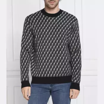 Шерстяной свитер обычного кроя Emporio Armani, серый