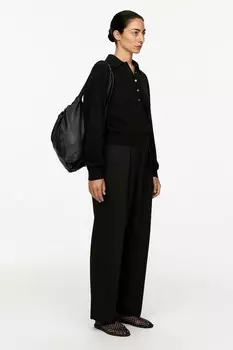 Шерстяной свитер-поло Arket, черный