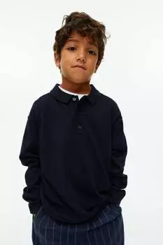 Шерстяной свитер-поло H&M, синий