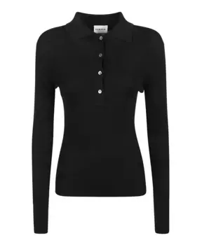 Шерстяной свитер поло узкого кроя P.A.R.O.S.H., черный