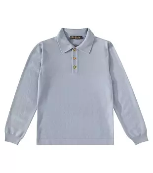 Шерстяной свитер-поло Wonderland Loro Piana Kids, цвет dewdrop blue