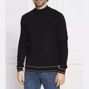 Шерстяной свитер прямого кроя Favino Boss, черный