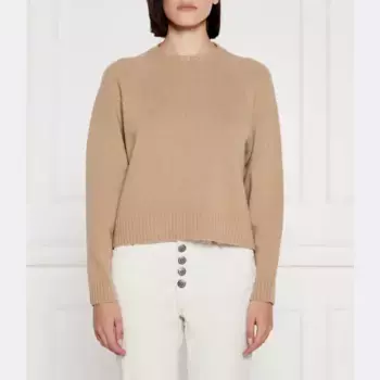 Шерстяной свитер прямого кроя в клетку Max Mara, коричневый