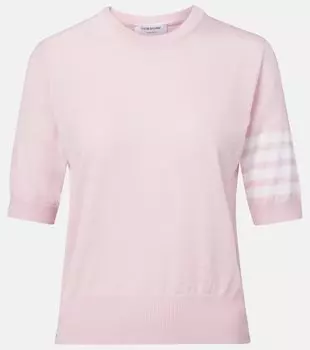 Шерстяной свитер с 4 планками Thom Browne, Light Pink