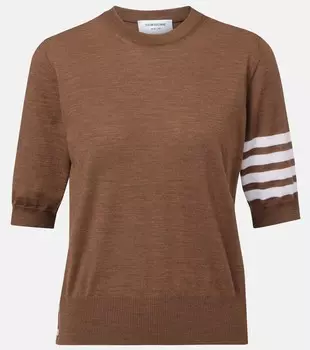 Шерстяной свитер с 4 планками Thom Browne, Walnut