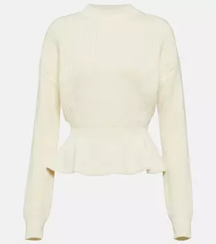 Шерстяной свитер с баской CHLO, белый