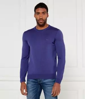 Шерстяной свитер с челкой Regular Fit Boss, фиолетовый
