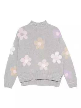 Шерстяной свитер с цветочным мотивом Il Gufo, серый