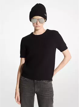 Шерстяной свитер с короткими рукавами Michael Kors, черный